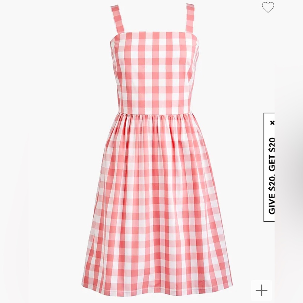J Crew Pink & White Gingham Organic Cotton Dress